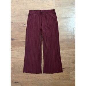 Pure Jill Elements Burgundy Plisse Pleated Wide Leg Pants‎ Womens Small Maroon